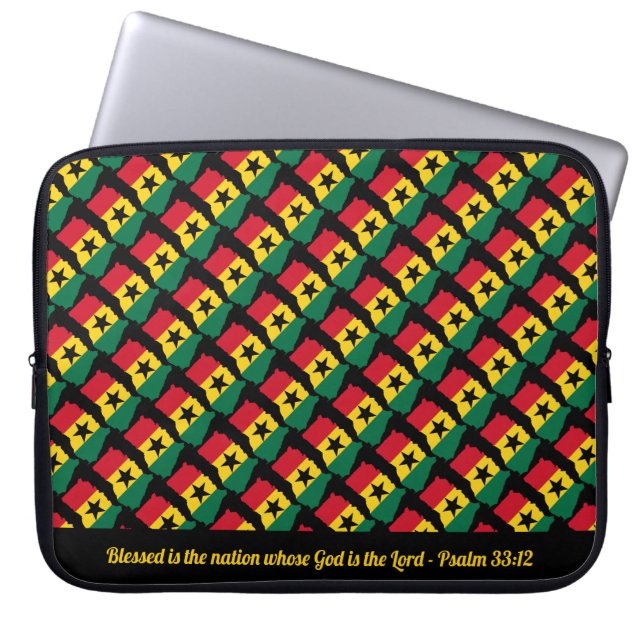 GHANA Custom Scripture Blessed Nation Black Laptop Laptop Sleeve (Front)