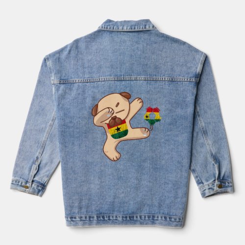 Ghana Dog Ghana Flag Ghanese Pride Ghana Football  Denim Jacket