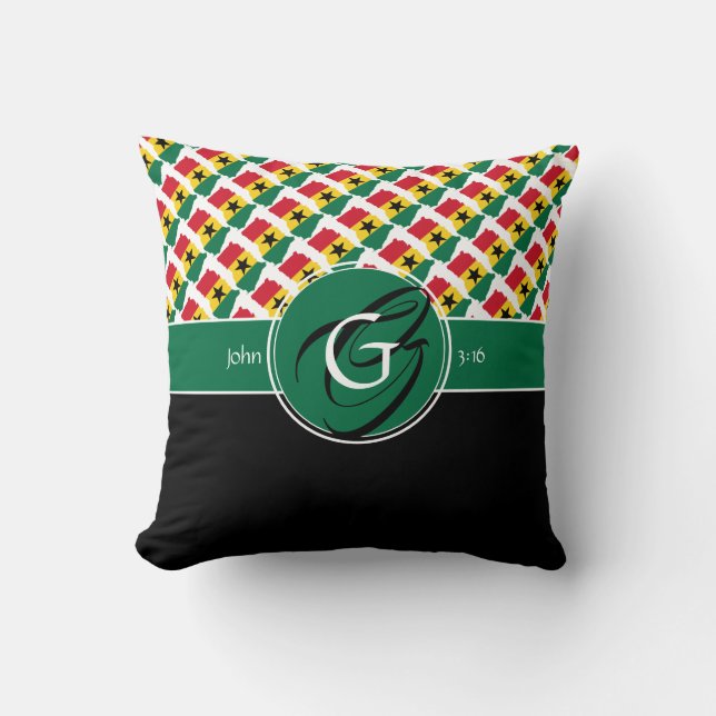 GHANA Double Monogram Christian Throw Pillow (Front)