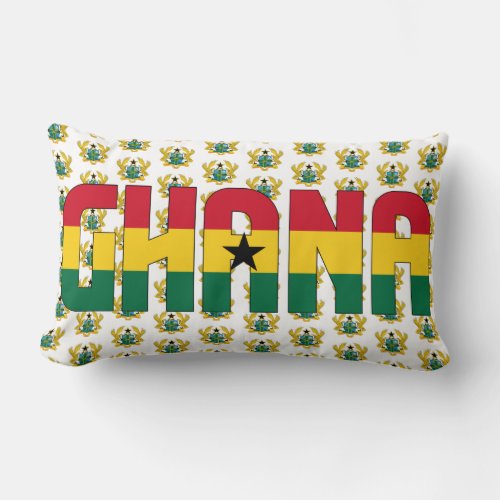 Ghana Flag and Coat of Arms Patriotic Lumbar Pillow