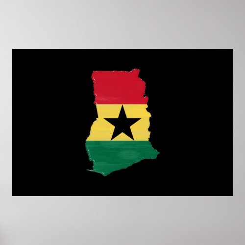 Ghana flag and map poster