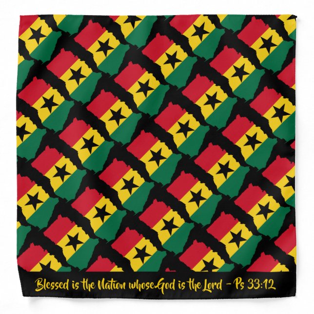 GHANA FLAG Blessed Nation Neckerchief Cravat Bandana (Front)