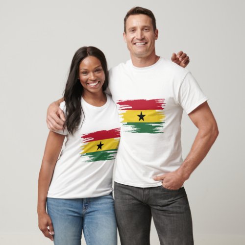 Ghana Flag Brush Art T_Shirt