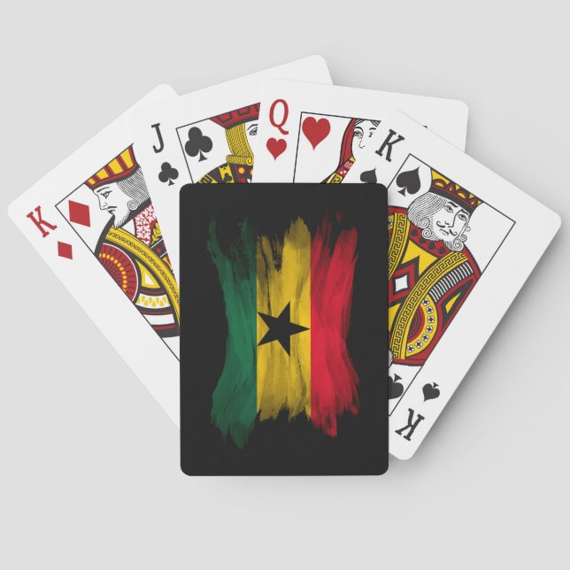 Ghana flag brush stroke, national flag poker cards (Back)