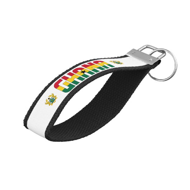Ghana Flag Charming Patriotic Wrist Keychain (Angled Up)