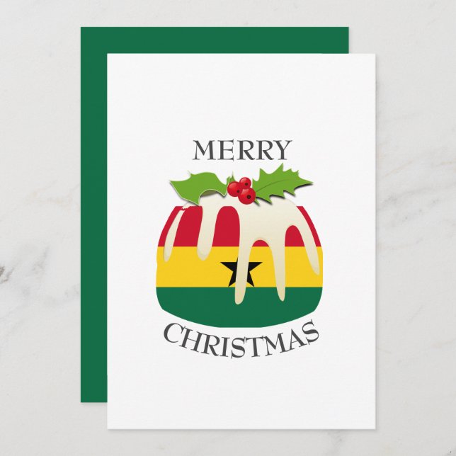 GHANA FLAG | Christmas Pudding | Festive Holiday Card (Front/Back)