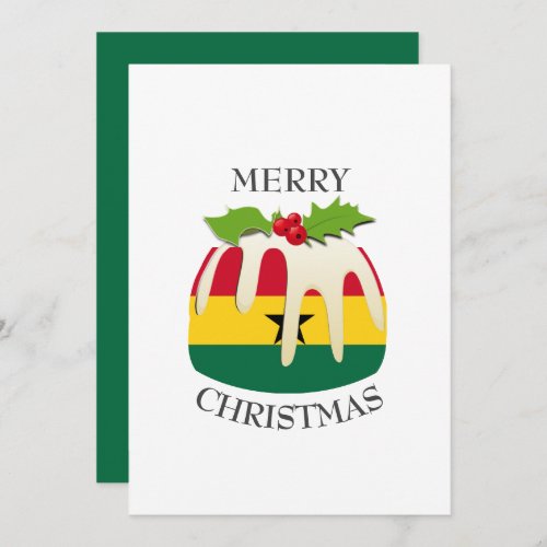 GHANA FLAG  Christmas Pudding  Festive Holiday Card