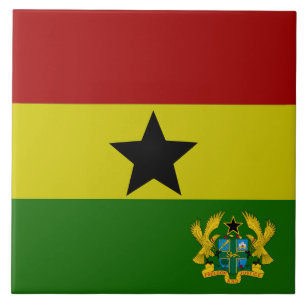 Ghana flag-coat arms ceramic tile