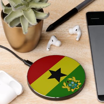 Ghana Flag-coat Arms Wireless Charger by Pir1900 at Zazzle