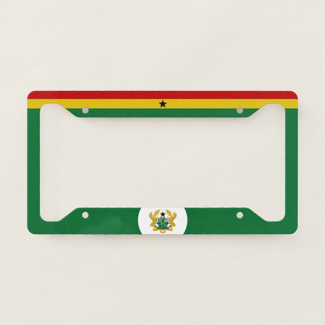 Ghana flag-coat of arms license plate frame (Front)