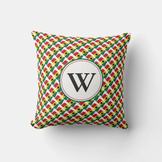 GHANA Flag Custom Monogram Ghanaian Throw Pillow (Front)