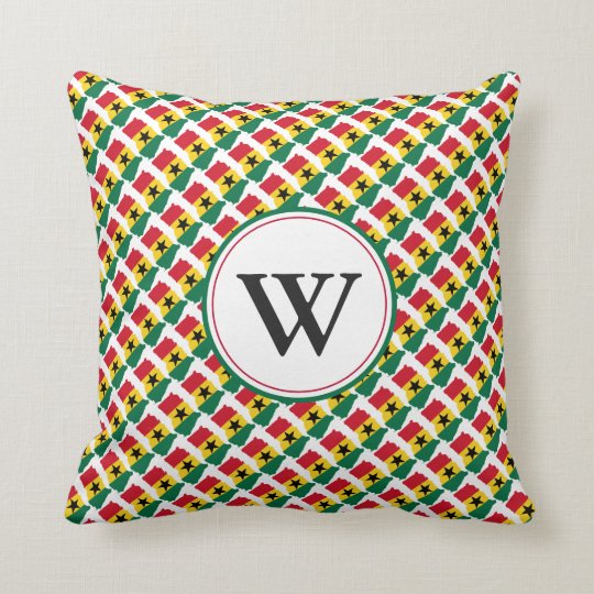 GHANA Flag Custom Monogram Ghanaian Throw Pillow