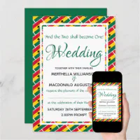 Elegant Multicolor African Kente Cloth K45 Wedding Invitation