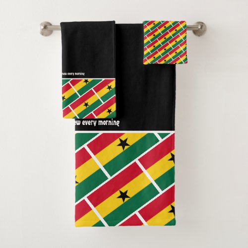 GHANA FLAG Customized Scripture BLACK Ghanaian Bath Towel Set