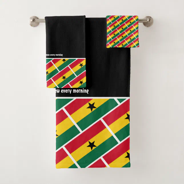 GHANA FLAG Customized Scripture BLACK Ghanaian Bath Towel Set Zazzle