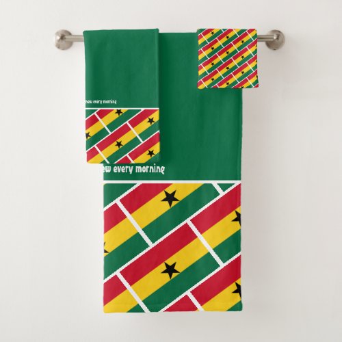 GHANA FLAG Customized Scripture GREEN Ghanaian Bath Towel Set