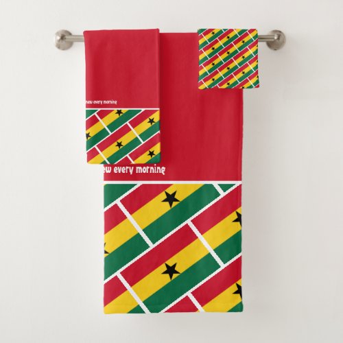 GHANA FLAG Customized Scripture RED Ghanaian Bath Towel Set