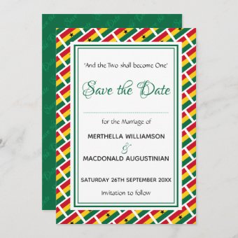 GHANA FLAG Customized Scripture Stylish Ghanaian Save The Date | Zazzle