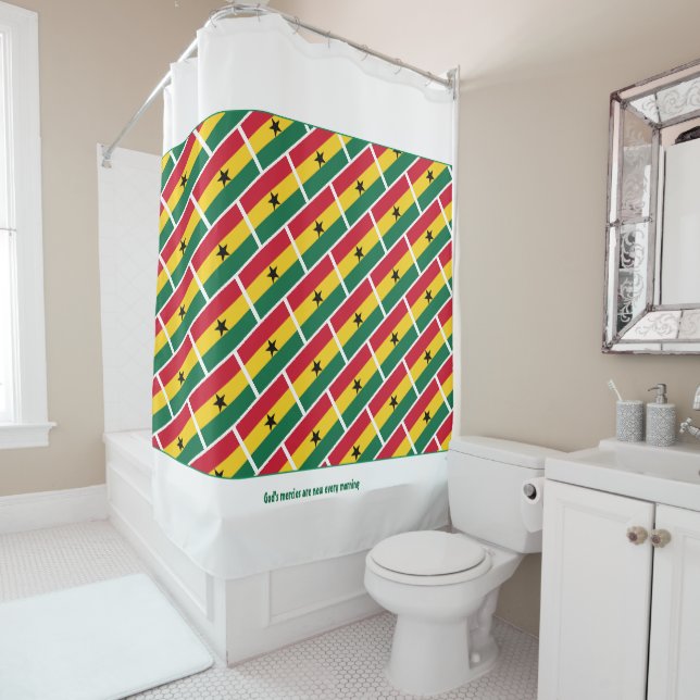 GHANA FLAG Customized Scripture Stylish Ghanaian Shower Curtain (In Situ)