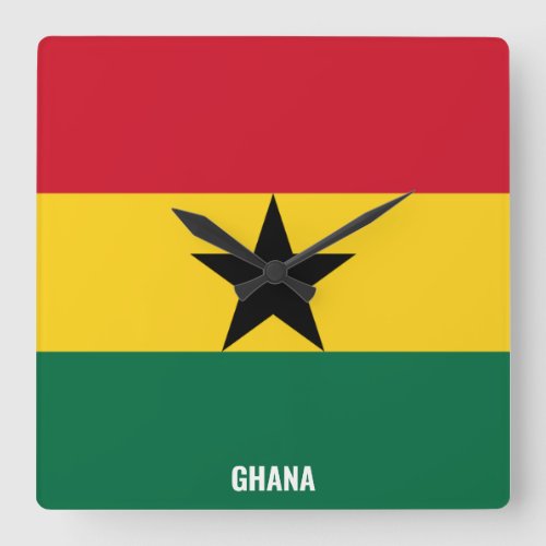 Ghana Flag Dazzling Patriotic Square Wall Clock