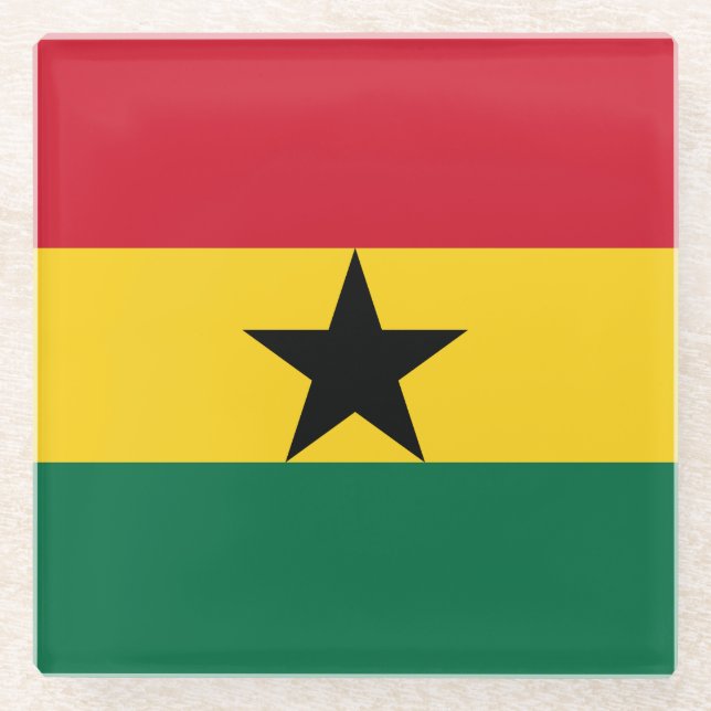 Ghana Flag Glass Coaster (Front)