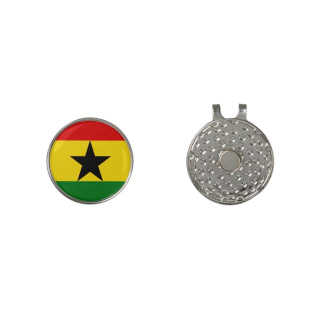 Ghana Flag Golf Hat Clip (Front and Back)
