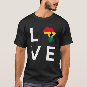 Ghana Flag Love Africa Continent Silhouette for Gh T-Shirt