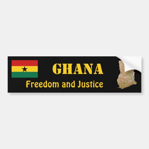 Ghana Flag  Map Bumper Sticker