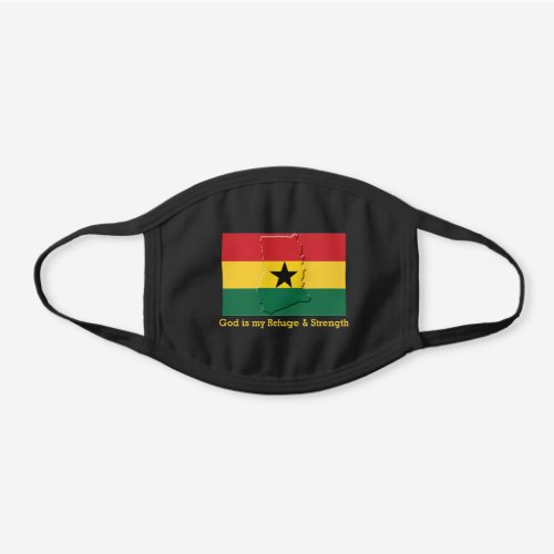 GHANA FLAG MAP Customizable GOD IS MY REFUGE Black Cotton Face Mask