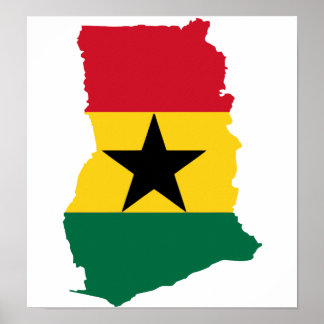 Ghana Flag Map full size Poster