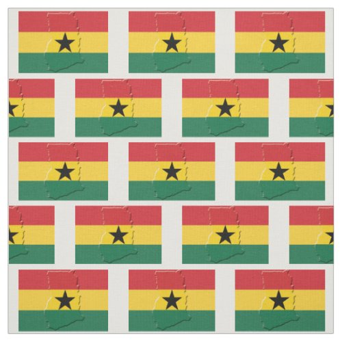 GHANA FLAG Map Outline Fabric