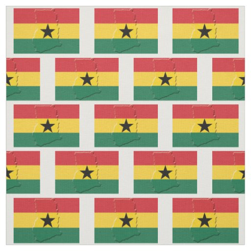 GHANA FLAG Map Outline Fabric