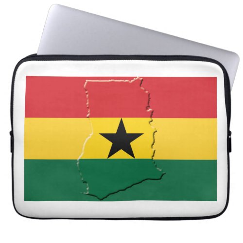 GHANA Flag Map Patriotic Computer Laptop Sleeve