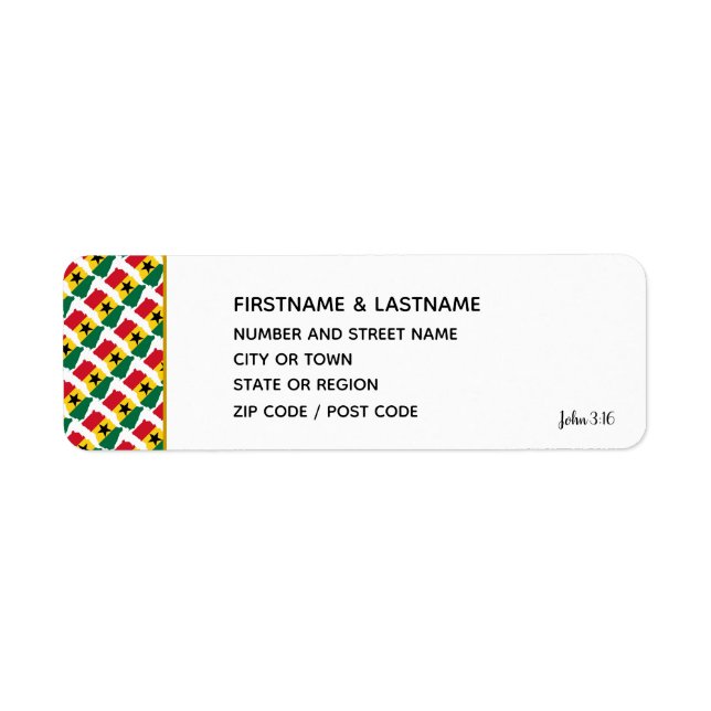 GHANA FLAG | Map Sticker Return Address Label (Front)