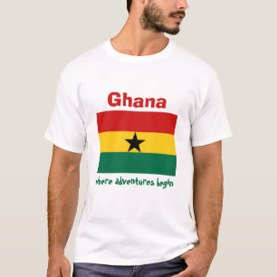 Ghana Flag + Map + Text T-Shirt