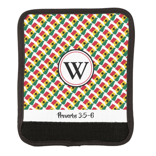 GHANA FLAG | Monogram | Proverbs 3:5-6 Luggage Handle Wrap (Front)