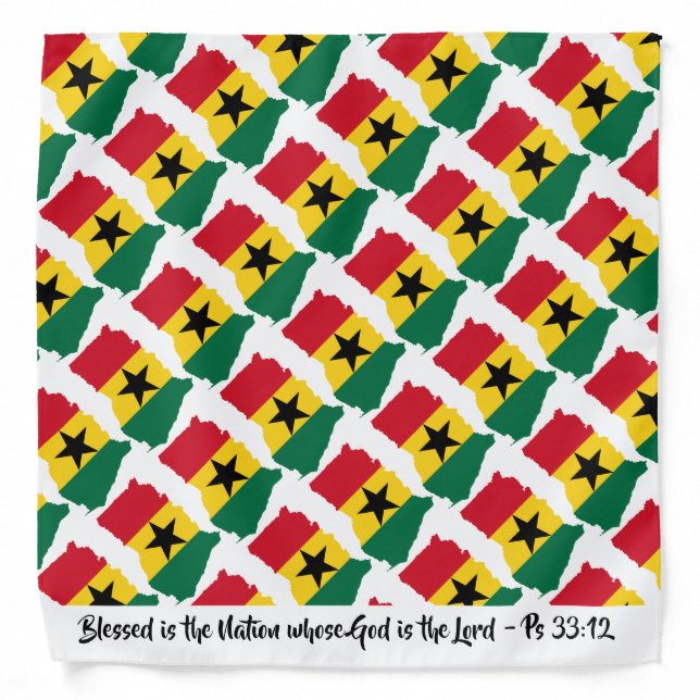 GHANA FLAG Neckerchief Cravat Blessed Nation Bandana (Front)