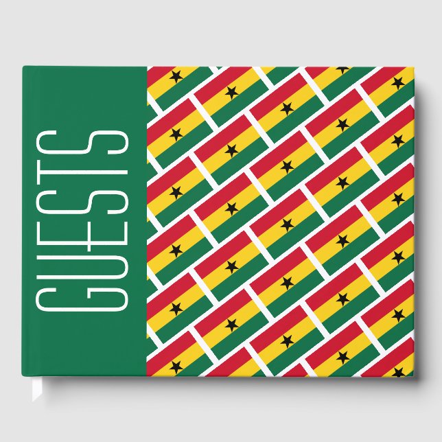 GHANA FLAG Patriotic Customized GREEN Ghanaian Guest Book (Front)