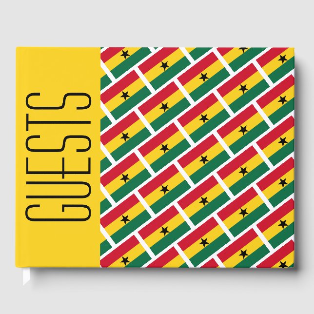GHANA FLAG Patriotic Customized YELLOW Ghanaian Guest Book (Front)