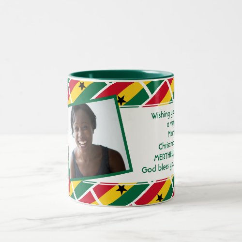 GHANA FLAG Photo Template Add Your Text Two_Tone Coffee Mug