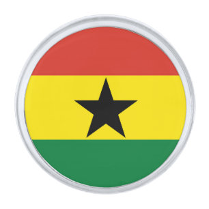 Ghana flag silver finish lapel pin
