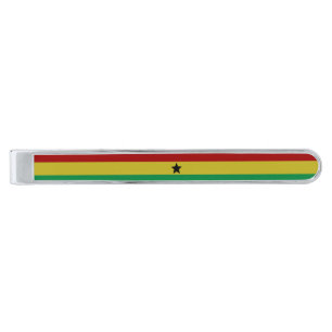 Ghana flag silver finish tie bar