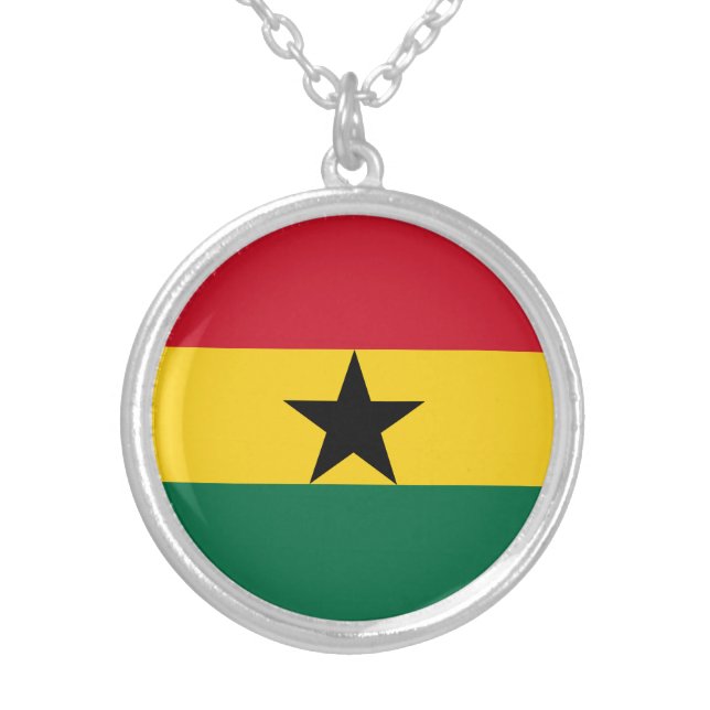 Ghana Flag Silver Plated Necklace (Front)