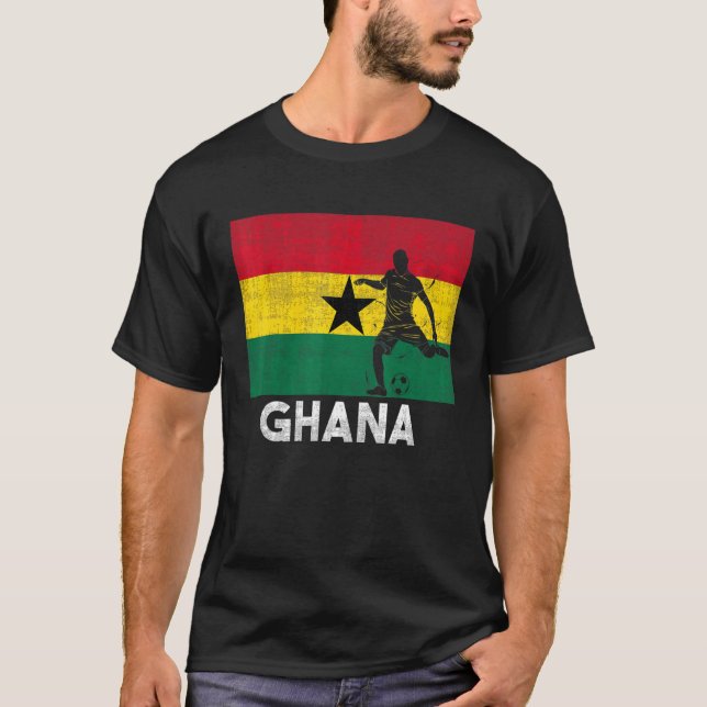 Ghana Flag Soccer Football Jersey Black Stars Ghan T-Shirt (Front)