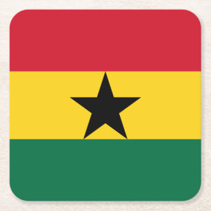 Ghana Flag Square Paper Coaster