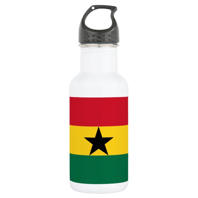 Ghana Flag Stainless Steel Water Bottle (Front)