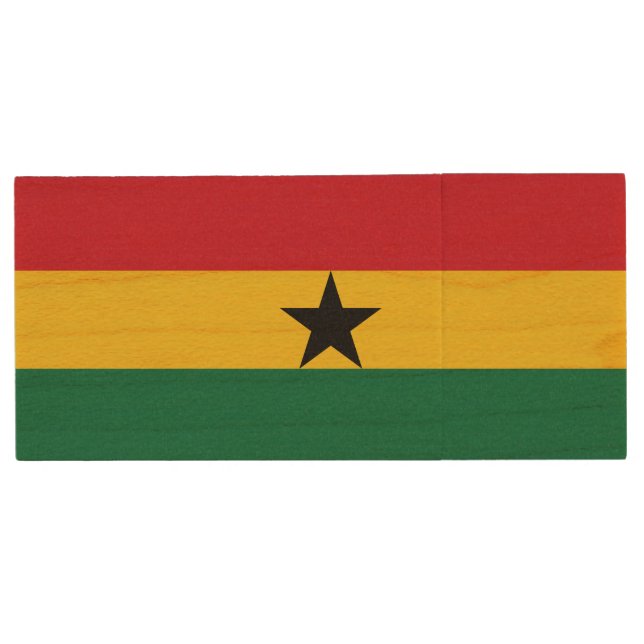 Ghana Flag Wood Flash Drive (Front)