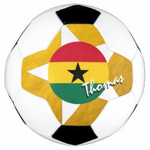 Ghana Football & Gold Ghanaian Flag Soccer Ball