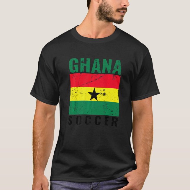Ghana Ghanaian Flag Design Distressed Ghana Soccer T-Shirt (Front)
