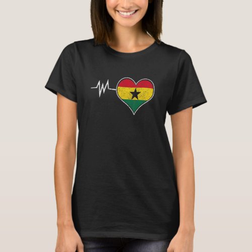 Ghana Ghanaian Heart Love Proud Melanin Flag 2 T_Shirt